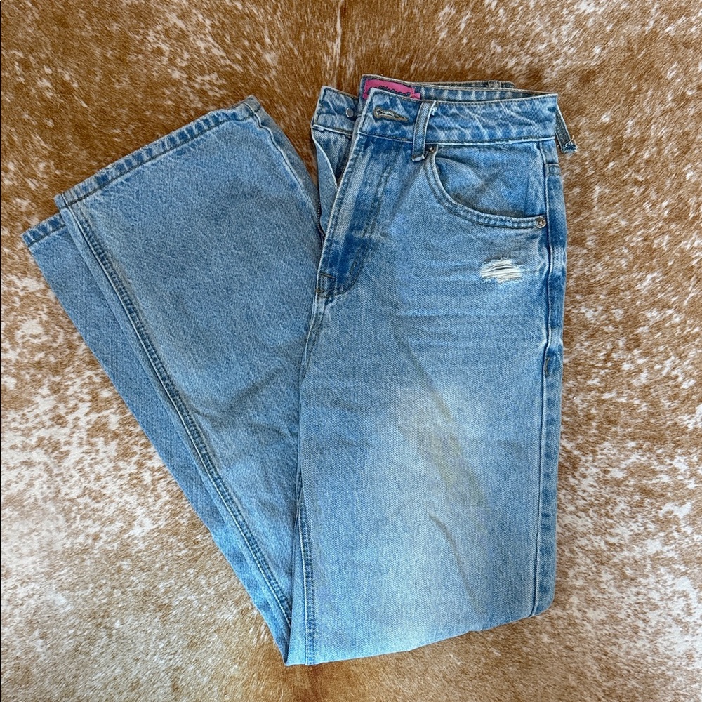 Edikted High Rise Light Wash Baggy Jean Size S